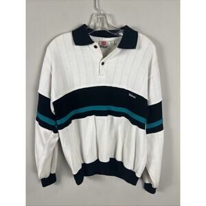 Vintage 90s Wilson Henley Pullover Sweater Cotton Multicolor Size M Tennis Retro